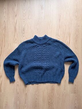 Unlisted Navy Cable-Knit Mock Neck Sweater
